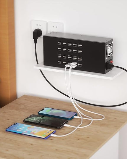 Charging Station for Multiple Devices, 40-in-1 USB Charging Hub, 40 Port 300W USB Charging Station, Multiple USB Charging Station for iPhone, iPad, Samsung, Tablets, and Other Electronics
