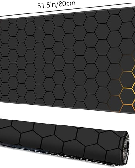 Galdas Gaming Mouse Pad XXL XL Large Long Extended Big Mousepad Non-Slip Rubber Keyboard Mouse Pad with Stitched Edges for Laptop Home Office (31.5x11.8x0.08 Inch) … (Grid)