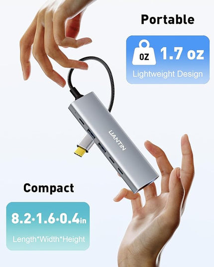 USB-C Hub (6-in-1) Multiport Adapter with 10Gbps USB C 3.2 & USB-A 3.2 4K HDMI, 100W Power Delivery, USBC Dongle for MacBook Pro/Air, iPad Pro, ThinkPad, iMac and More