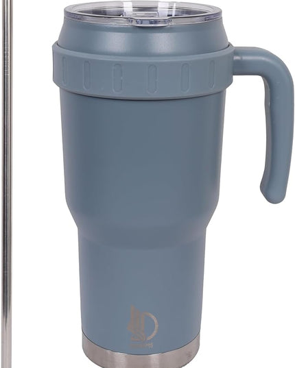 40 Oz Tumbler with Handle & Straw Lid, Insulated Stainless Steel Vacuum Flask, Double Wall Thermal Car Cup for Hot & Cold Drinks, Leak Proof, BPA Free (Slate Gray)