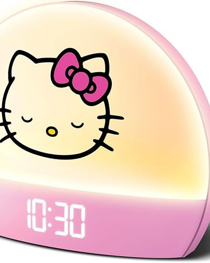 Hello Kitty Sunrise Alarm Clock - Multicolor Lights, USB Charging, LED Display, and Snooze Function