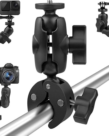 Taisioner Super Camera Clamp Mount Double Socket Arm 1/4"-20 Ball Head Adapter Gopro Accessories Suitable for GoPro AKASO DJI Action Insta360 or DSLR Digital Camera Monitor/LED Lights/
