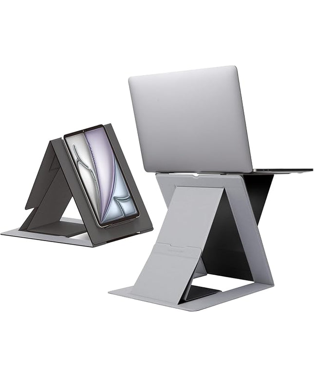 MOFT Folding Laptop Stand Lap Desk, Portable & Mini Computer Stand Laptop Desk for Travel and Home Office, Ergonomic Design with Adjustable Viewing Angles, Lightweight Computer Cooling Riser, Gray