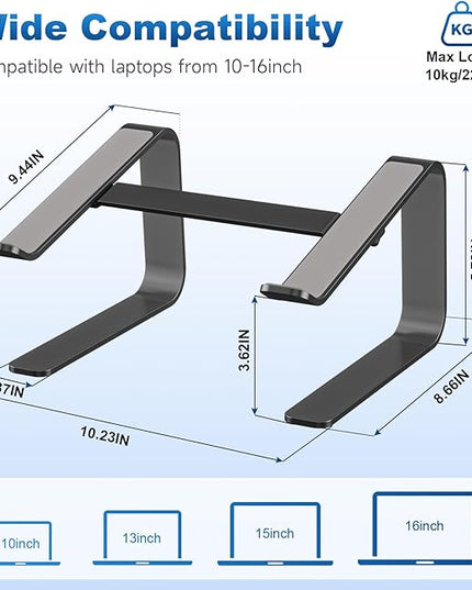 suptek Aluminum Laptop Stand,Ergonomic Detachable Computer Laptop Stand for Desk,Ventilated Cooling Design,Notebook Riser Compatible with MacBook Air/Pro, Dell, HP, Lenovo More 10-16" Laptops, Black