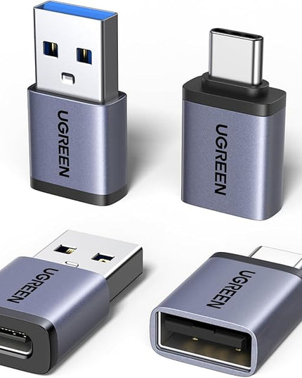 UGREEN USB to USB C Adapter & USB C to USB Adapter Combo 4-Pack, 10Gbps Type C USBC Adapter Compatible with MacBook, iPhone 17/16/15, iPad, Samsung Galaxy, Apple Watch