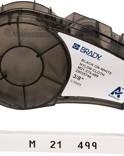 Brady Authentic (M21-375-499) Multi-Purpose Nylon Label for General ID, Wire Marking, and Lab Labeling, Black on White- For M210, M210-LAB, M211, BMP21-PLUS and BMP21-LAB Printers, .375" W, 16' L