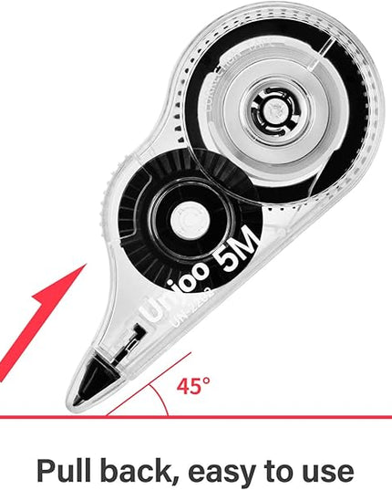 Unjoo White Correction Tape, Easy To Use Applicator for Instant Corrections Wrong Writing At Any Time, For school, Office (12pack, 5M/196" x 0.2", Black)