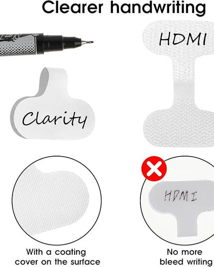 40 Pcs Cable Labels Hook and Loop Cable Labels Self Adhesive Writable Cable Wraps Paste Wire Tags Mini Waterproof Cable Tags for Electronics Computers Management Organizer Identification