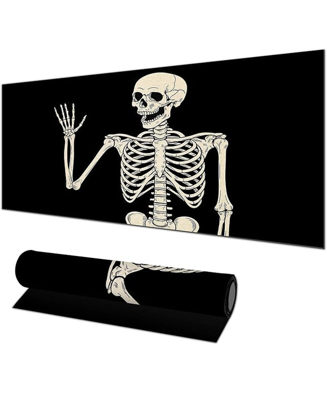 Mouse Pad Gaming Mousepad 31.5 x 11.8 Inch Large Keyboard Desktop Mat Diatomite XL Mouse Pad for Home and Office Desk Accessories with Cartoon Skeleton Line Art Design