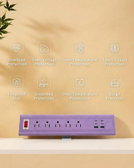 Desk Clamp Power Strip with Nightlight, 40W Fast Charging, 6FT Extension Cord, 4x20W USB-C & 2 USB Ports, 5 AC Outlets, Fits 1.69-Inch Table Edges