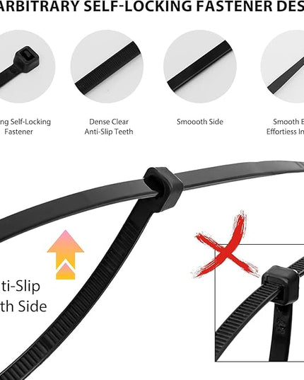 Zip Ties 12 inch, 1000 Pack Black Zip Ties, Self-Locking Nylon Cable Ties with 50 lb Tensile Strength,Wire Ties for indoor and outdoor use.