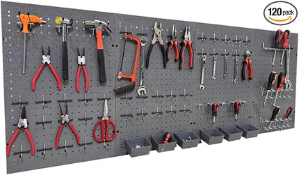 JZD Pegboard Wall Organizer with 116 Pcs Hooks Heavy Duty Metal Pegboard Kit with 1/4" Pegboard Hooks Accessories 4 Pack Metal Pegboard Kit 66" x 24" for Garage, Tool Storage,Craft Room