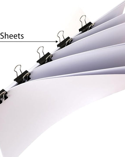 SANNIX 42 PCS Binder Clips, 1 inch 25mm Binder Clips Black Paper Clamps Medium Size for Office Home School