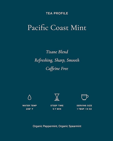 Art of Tea | Organic Pacific Coast Mint (Naturally Caffeine Free) | 50 Eco Friendly Pyramid Peppermint Tea Bags | Herbal Tea Bags