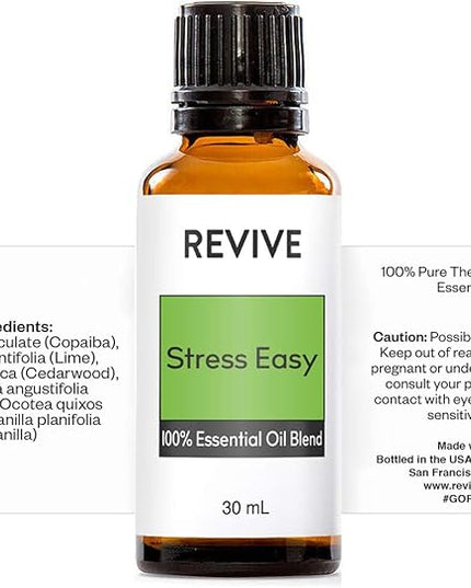 Stress Easy Essential Oil Blend 30mL by REVIVE Essential Oils - REVIVEEO - 100% Pure Therapeutic Grade, for Diffuser, Humidifier, Massage, Aromatherapy, Skin & Hair Care