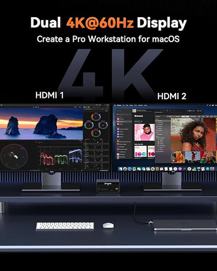 TobenONE MacBook Docking Station Dual 4K@60Hz, 16-in-2 USB C Docking Station with 2 HDMI Ports, 7 USB Ports, 100W GaN Power Supply & 20W Charging, 2.5Gbps Ethernet, for Home & Office
