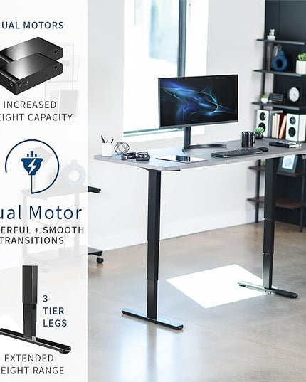 VIVO Electric 71 x 30 in Dual Motor Sit Stand Desk, Memory Height Adjustment, 2B Series, Dark Gray Top Black Frame, DESK-KIT-2B7G
