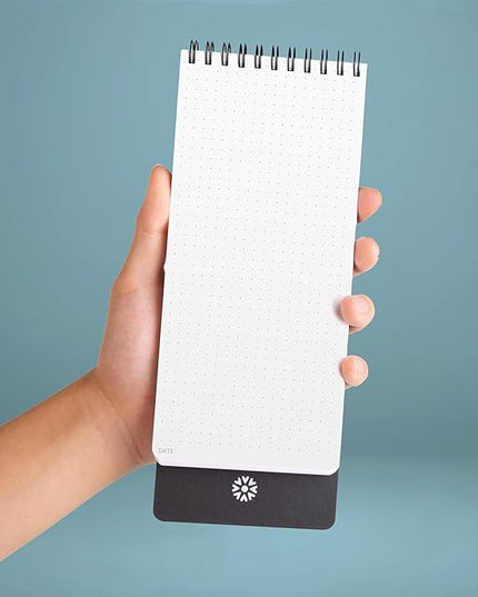 Notsu Dotted Reporter's Notebooks 2-Pack | Black Pocket Spiral Reporter Notepads for Journalist, Police, Detective, Field Note Taking | 100 Pages of 120 gsm Thick Paper, 3.75" x 8.25"
