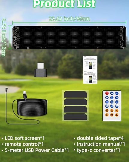 24 "* 5" Golf Cart Devil Eyes Light Sign,LED Sign for Store, Programmable Flexible LED Matrix Panel with APP and Remote Control,Pre-Made Animations & Customizable