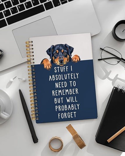 LIANGW Funny Rottweiler Gifts Spiral Notebook Journal, Pet Dog Mom Lovers Owner Gifts Journal for Writing, Forgetful Rottweiler Gift for Women, Dog School Office Stuff Supplies, 5.5x8.3 Inch