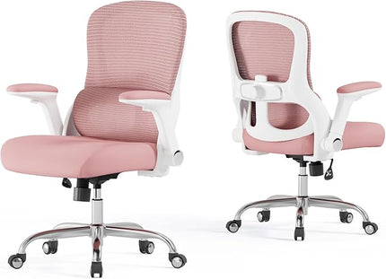 Home Office Computer Desk Chair - 400lbs Ergonomic High Back Comfy Task Chairs for Big and Tall People, Comfy Office Chair with Adjustable Lumbar Support for Bedroom, Study, Student (Pink)