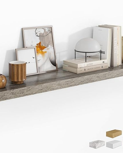 RICHFOCUS 55Inch Floating Shelves for Wall 1 Pack Shelves for Bedroom|Kitchen|Bathroom Wall Mounted Rustic Wood Floating Shelf with Invisible Brackets for Books|Storage|Decor, Grey