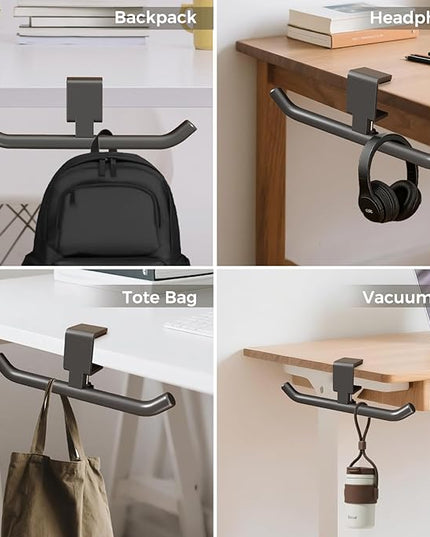 80-lb Heavy-Duty Bag Hook for Desk or Table,Adjustable Purse Hanger,Purse Hook,Backpack Holder for Table & Handbag Hanger,Space-Saving Organizer for Classroom, Dorm Office,Home,and Cafe Tables (Black)