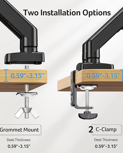 Acer Dual Monitor Arm, Computer Desk Arm with VESA Mounts for 17–32″ Screens, Fully Adjustable Gas Spring Monitor Stand, C-Clamp and Grommet Mounting Base, Fits 4.4 to 19.8lbs Computer Monitors