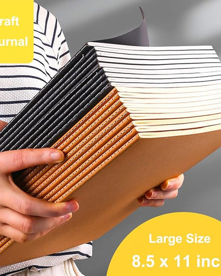 Large Dot Grid Notebook Journals Bulk with Thick Dotted Grid Paper, 60 Pages, 8.5x11 inch, Composition Diary Subject Notebooks Planner for Travelers Students Office, Kraft Journal Set, 12 Pack