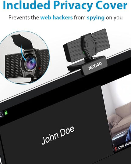 NexiGo N60 1080P Webcam with Microphone, Software Control & Privacy Cover, USB HD Computer Web Camera, Plug and Play, for Zoom/Skype/Teams, Conferencing and Video Calling