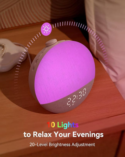 Dreamegg Sunrise 2 - Sunrise Alarm Clock, Sound Machine for Sleep, Favorites Mode, Sleep Routines, Dimmable Night Light, 29 Soothing Sounds, White Noise Machine, Wake Up Light for Bedrooms (Cream)