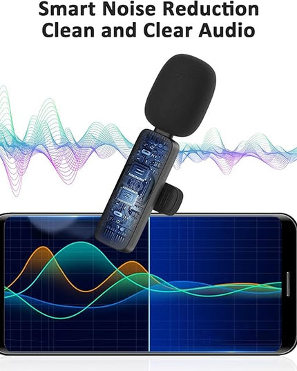 MAYBESTA Wireless Mini Microphone for iPhone 14 Below - Bluetooth Lapel Mic for Video Recording - Clip on Phone Microphones for YouTube Tiktok