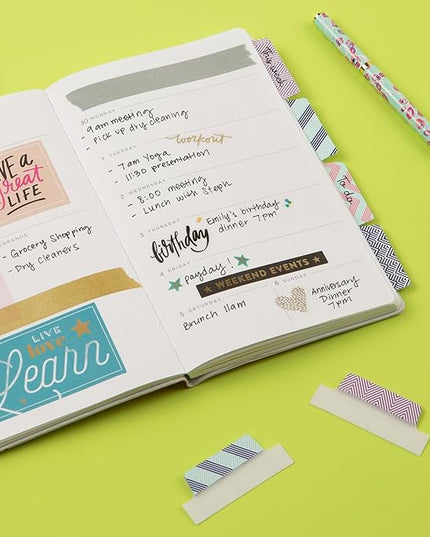 Avery Margin Ultra Tabs, 2.5" x 1", Assorted Color Geometric Designs, 24 Repositionable Page Tabs (74897)