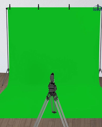 ISSUNTEX 10X20 ft Background Muslin Backdrop, Photo Studio, Collapsible High Density Screen for Video Photography and Television-Green