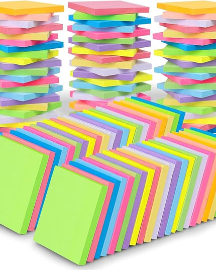60 PCS Sticky Notes Bulk 3x3 Inch Colorful Sticky Notes 75 Sheets/Pad 12 Colors, Adhesive Sticking Self-Stick Multicolor Memo Note Pads for Teacher Student School Office Meeting Blank Desk Pads