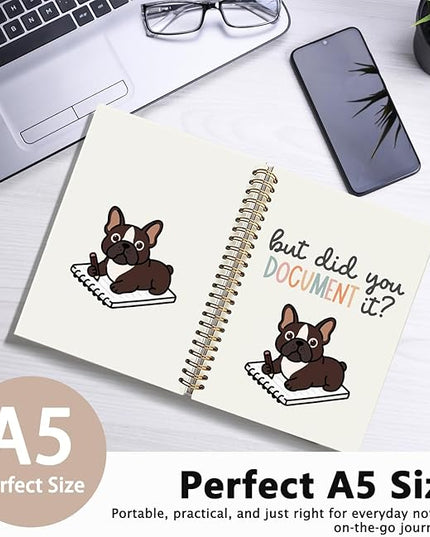 Funny French Bulldog Notebook Journal Gifts for Women & Men, Frenchie Gifts for Women Journal, But Did You Document It Hardcover Spiral Notebook 5.5x8.3 Inch