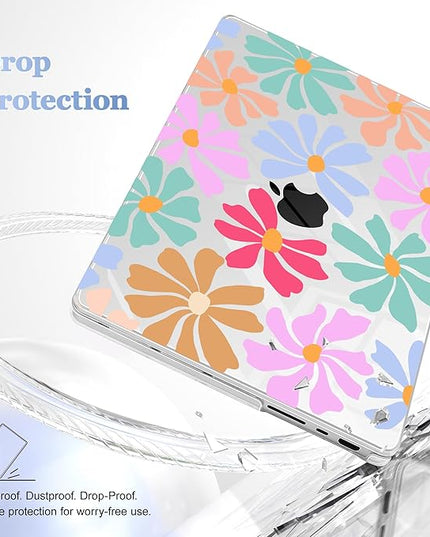 May Chen Case for MacBook Pro 14 inch, Models A2442 A2779 A2918 A2992 A3401 A3185 A3112 A3434, M1 M2 M3 M4 M5 Chip (2021-2025 Release), Plastic Hard Shell Case with Keyboard Cover, Groovy Flower