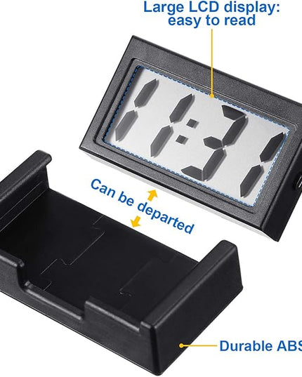 Frienda 3 Pieces Mini Digital Clock Small Digital Clock Stick on Battery Operated Self Adhesive Bracket for Car Dashboard Fridge (Black)