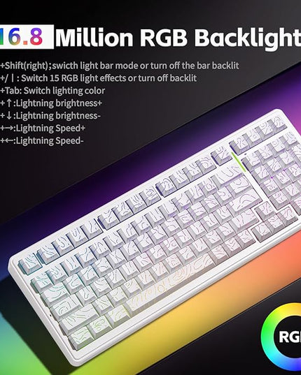 LEOBOG Aula Keyboard, F99 Wireless Mechanical Gaming Keyboards, Hot Swappable Custom Creamy RGB Backlit Computer Keyboard,BT5.0/2.4GHz/USB-C,Topographic Side-Printed Keycaps, Switch