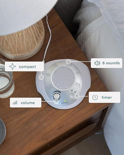 Homedics SoundSleep White Noise Machine, Silver, Small Travel Device with 6 Relaxing Nature Sounds, Portable Therapy for Home, Office, Nursery, Auto-Off Timer