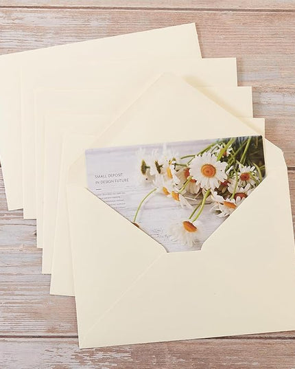 50 Pack Cream A6 Envelopes with Cards 4x6 Thick Folded Cardstock and Gold Stickers for Greeting Cards, Wedding, Birthday, Invitations, Baby Showers (Cream, 4x6)