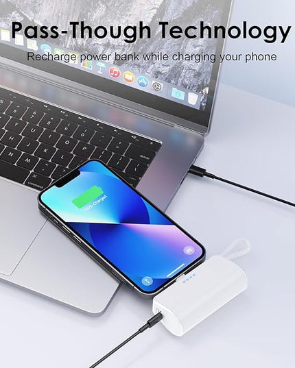 Feob [2 Pack] Mini Portable Charger 5200mAh,Ultra-Compact PD Fast Charging Power Bank,LCD Display Cute Battery Pack Backup Charger Compatible with with iPhone 14/14 Pro Max/13/13 Pro/12/XR/8/7/6