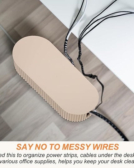 YOKIVE 2 Pcs Cable Management Box, Cord Hider Organizer Decorative Strip Storage Box Desk Accessories for TV Cords Home, Office, Light Brown