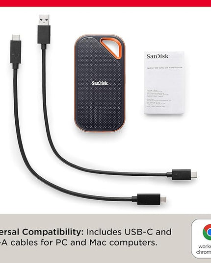 SanDisk 2TB Extreme PRO Portable SSD - Up to 2000MB/s - USB-C, USB 3.2 Gen 2x2, IP65 Water and Dust Resistance, Updated Firmware - External Solid State Drive - SDSSDE81-2T00-G25