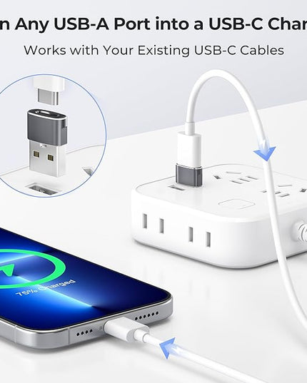 Basesailor USB to USB C Adapter,USBC Female to USB A Male Adapter,Type C Converter Charger for iPhone 17 Pro Max,16 15,Apple Watch iWatch S11 S10 SE,AirPods 3,iPad mini Air,Samsung Galaxy S25,Gray
