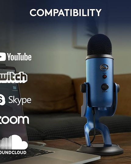 Logitech Creators Blue Yeti USB Microphone for Gaming, Streaming, Podcast, YouTube, Discord, PC, Studio Sound, Plug & Play-Midnight Blue