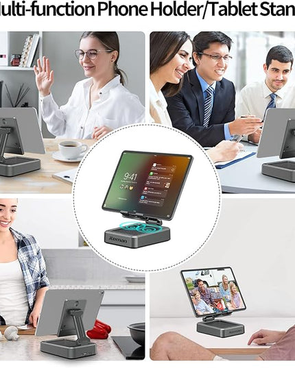 Jteman Wireless Bluetooth Speaker Tablet Stand, Adjustable with Bluetooth Speakers,Gifts for Women Men,Kitchen Gadget for Men,Compatible with Phones and Tablet (4.0-12.9'') - Graphite