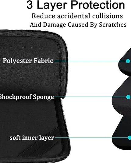 Laptop Sleeve case 14 inch, Protective Soft Padded Computer Carrying Bag Durable Laptop Cover Compatible with 14" MacBook HP Lenovo Dell ASUS Acer Chromebook Notebook Bag, Black