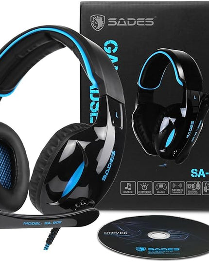 SADES SA902 7.1 USB Surround Sound PC Headsets Over-Ear Gaming Headphones with Microphone LED Light