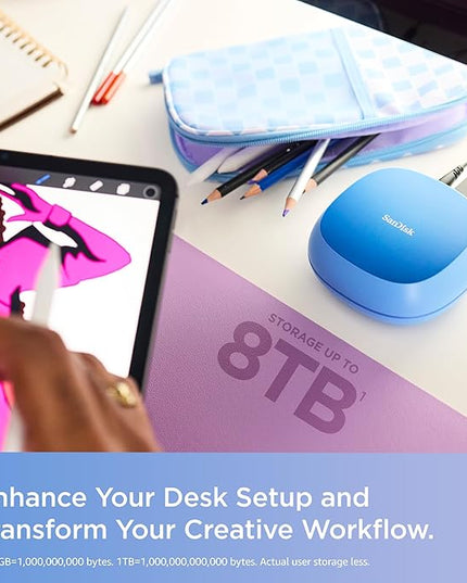 SanDisk 8TB Creator Desk Drive - Up to 1000MB/s, for Laptops and Computers, USB-C, USB 3.2 Gen 2, External Desktop SSD, 1 Month of Adobe Creative Cloud Included - SDSSDT40C-8T00-N25
